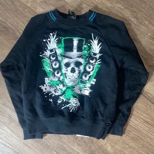 2/$20 Shaun White Boys Black Pullover Sweatshirt W/Skull Says Rock Out SZ XS 4-5